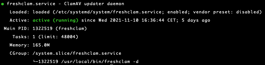 DirectAdmin ClamAV - Freshclam systemd status