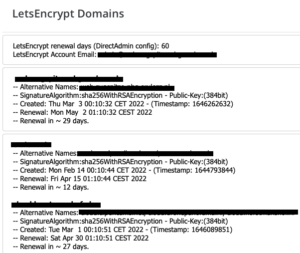 DirectAdmin LetsEncrypt Domains